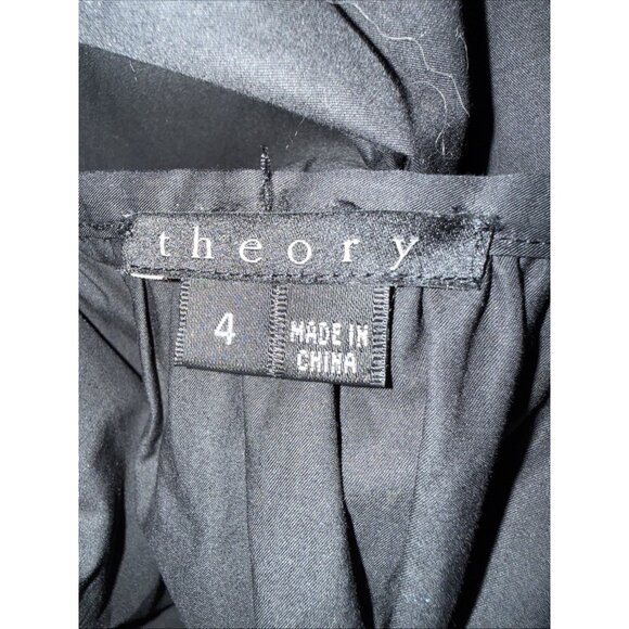 Theory Midi Dress Women’s Size 4 Tie Back Backless Black 100% Cotton - Picture 15 of 15